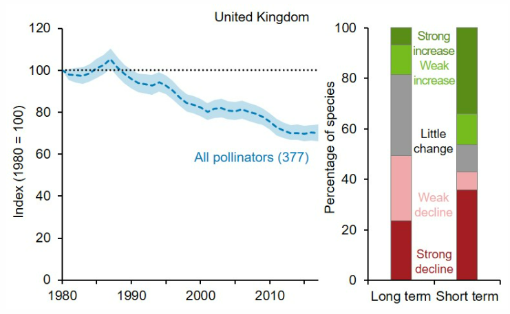 Chart showing trend analysis for UK pollinating insects