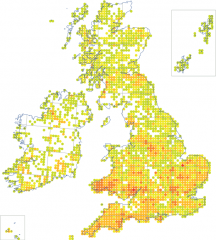 Map showing epiphyte abundance 1990-2010