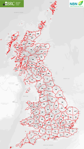 Map of British vice-county boundaries